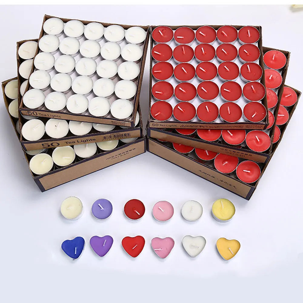 Romantic Glow Tea Lights Set (50 Pack)